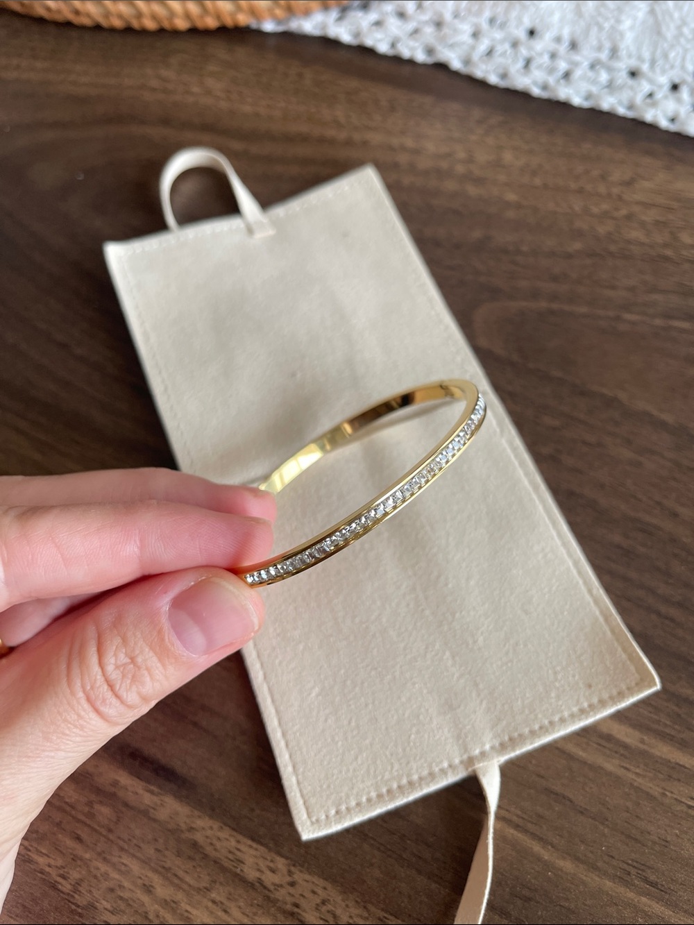 Gold Crystal-Accented Bangle Bracelet - Women's Fashion Bracelet